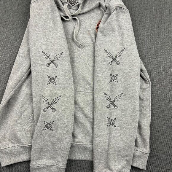 Naruto‎ Hoodie Mens Large Shippuden Hidden Leaf Village Vizmedia Sweatshirt Gray - Picture 6 of 10